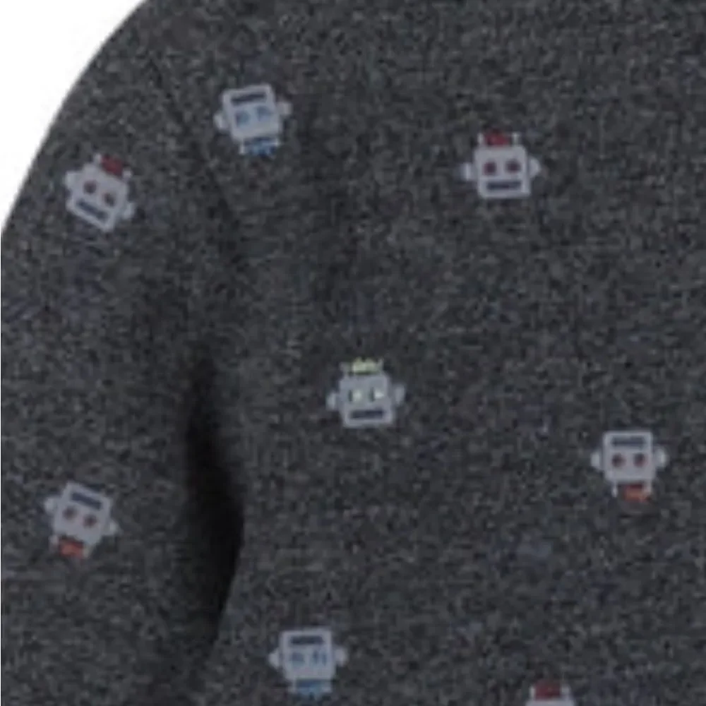 Andy and Evan Boys Robot Pique Knit Buttondown gray NWT size 5